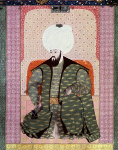 Portrait du Sultan Ottoman Bajazed II le Juste (1447-1512). Miniature du manuscrit « Zubdat al-Tawarikh » par l