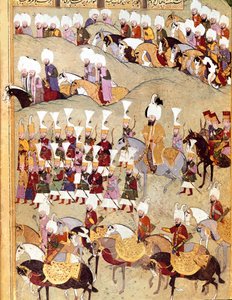 Empire ottoman : représentation du sultan ottoman Murad II (Murat) (1404-1451) et de son armée lors de l