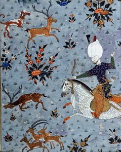 Représentation des courtisans du sultan Murad II (1404-1451) chassant le cerf (détail)