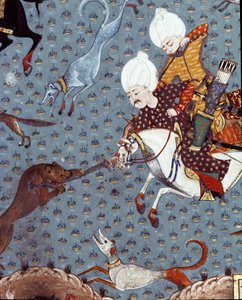 Représentation des courtisans du sultan Murad II chassant le faon (détail)