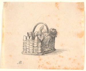 Un panier tressé avec des plantes et un livre - P.C. Skovgaard