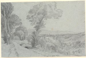Paysage de montagne italien avec vue sur "Genazzano 9 juillet 1869" - P.C. Skovgaard