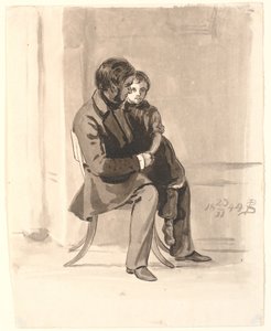 Johan Thomas Lundbye avec Olympia Freund sur ses genoux - P.C. Skovgaard