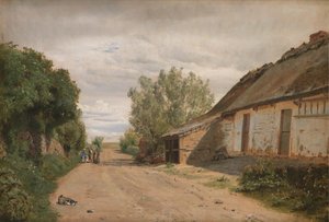 Les abords du village de Vejby. Au bord de la route, le peintre J.Th. Lundbye esquissant - P.C. Skovgaard