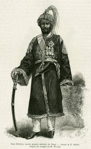 Jang Bahadur (1816-1877), Premier ministre du Népal. Gravure par P. Sellier pour illustrer l
