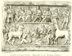 Conseil des chefs allemands. (Bas-relief de la colonne Antonine) - P. Sellier