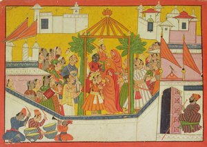 Le mariage de Rama et de ses frères du Sangri Ramayana, Kulu-Mandi, Himachal Pradesh, 1760-65 - Pahari School