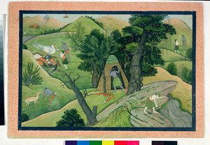 Rama et Lakshmana errant à la recherche de Sita, du Ramayana, Kangra, Himachal Pradesh, 1780 - Pahari School