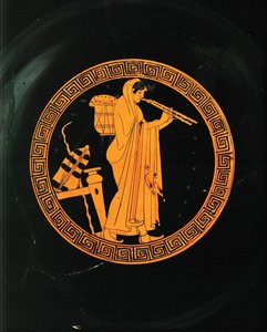 Aulete, musicien jouant de l