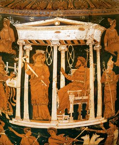 Hadès et Perséphone dans leur palais aux Enfers (poterie)