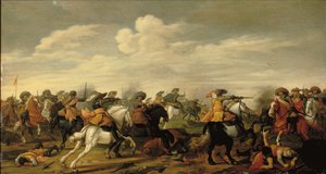 Escarmouche de cavalerie dans un paysage - Palamedes Palamedesz