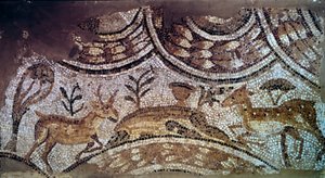 Art paléochrétien : fragment de mosaïques d