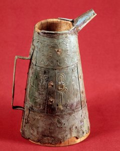 Antiquité chrétienne : vase liturgique décoré de scènes de la vie du Christ. 3ème siècle après J.-C. Saint Germain, Musée des Antiquités - Paleo Christian