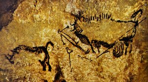 Bison blessé, homme blessé et rhinocéros laineux, Lascaux (peinture rupestre)