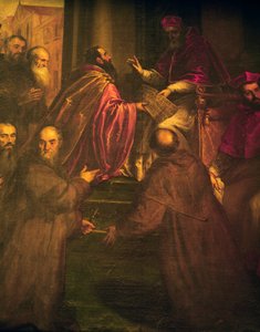Paul IV délivrant la brève papale de la fondation de l