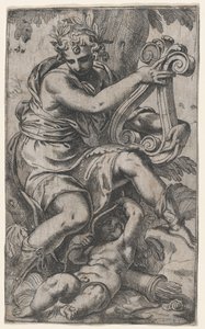 Cupidon et Apollon avec une lyre, vers 1568