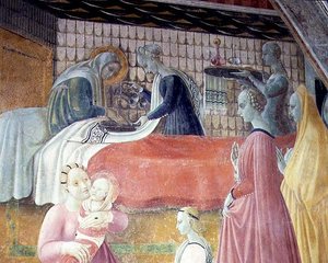 La Naissance de la Vierge, détail du cycle Les Vies de la Vierge et de Saint Étienne, de la Cappella dell