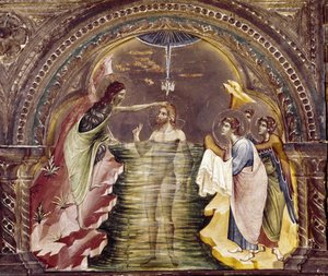 Le baptême de Jésus, détail du polyptyque de Santa Chiara