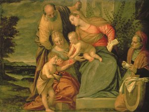 La Sainte Famille avec Sainte Élisabeth et Jean le Baptiste - Paolo Veronese