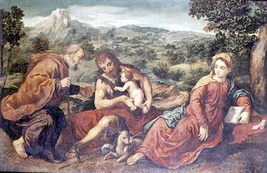Sainte Famille avec Saint Jean-Baptiste dans un paysage - Paris Bordone