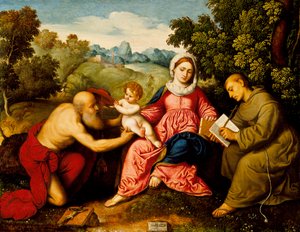 Madone et Enfant avec Saints Jérôme et François - Paris Bordone