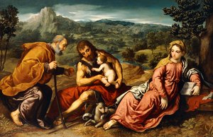 La Sainte Famille avec Saint Jean-Baptiste dans un paysage