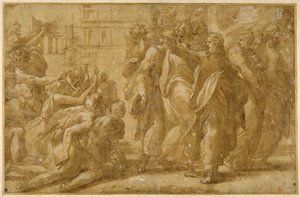 Christ avec ses disciples guérissant les lépreux