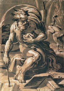Diogène, gravé par Ugo da Carpi (1470/80-1532) - Parmigianino 