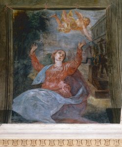 Sainte Agathe, par Parmigianino (1503-1540), fresque, église de San Giovanni Evangelista, Parme, Émilie-Romagne, Italie - Parmigianino