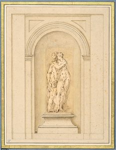 Deux figures et un cupidon entourés d