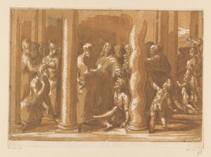 Saints Pierre et Jean guérissent un boiteux - Parmigianino (attributed to)