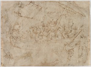 Navicella recto Deux dessins de navires verso