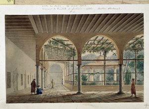 Orientalisme : couvent de derviches et fontaine - Pascal Xavier (after) Coste