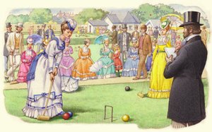 Une partie de croquet au All-England Club de Wimbledon (gouache sur papier) - Pat (1907-95) Nicolle