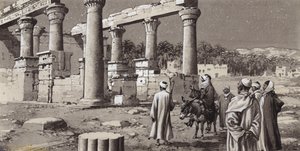 Un temple en ruine en Egypte (gouache sur papier) - Pat (1907-95) Nicolle