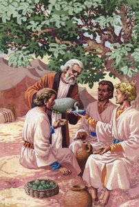 Abraham reçoit les trois étrangers (gouache sur papier)