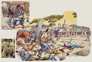 Boxeurs chinois (gouache sur papier)