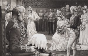 Présentation des débutantes à Edouard VII (1844-1925) et à la Reine Alexandra (1841-1910) (gouache sur papier)