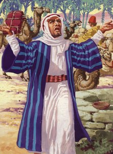 Eliezer demandant à Dieu de le guider dans le choix de la femme d
