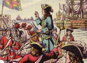 Débarquement du roi Guillaume III à Carrickfergus (gouache sur papier)