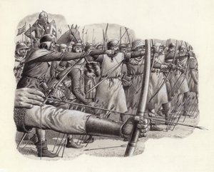 Arbalétriers à la bataille de Falkirk (gouache sur papier)