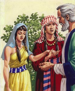 Saraï présentant Agar à Abraham (gouache sur papier)