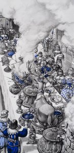 Festin du XVIIe siècle (gouache sur papier)