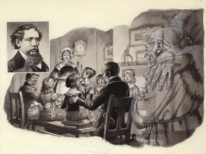 Un chant de Noël de Charles Dickens (gouache sur papier)