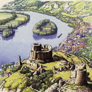 Château Gaillard, également connu sous le nom de Nouveau Château du Rocher (gouache sur papier)