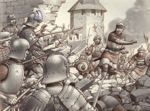 Le siège de Rhodes en 1522 (gouache sur papier)