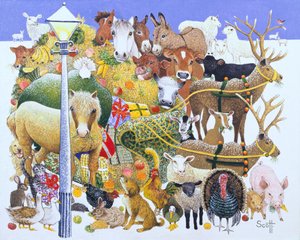 Un festin de Noël (huile sur toile) - Pat Scott