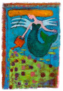 Une sirène arrosant un champ de fleurs 2014 - Patrizia La Porta