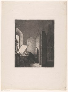 Rembrandt gravant dans son atelier - Paul Adolphe Rajon