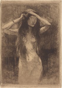 Jeune fille nue se peignant les cheveux, 1887